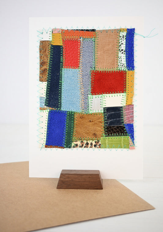 Patchwork Quilt Card - Leather